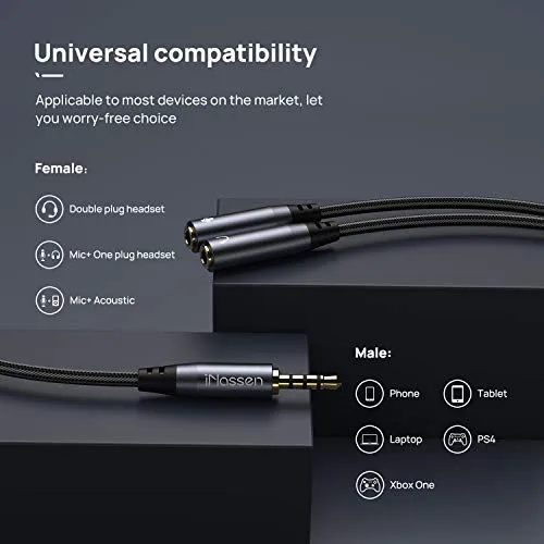 Sdoppiatore Cuffie Audio Splitter, aux Adattatore Stereo Maschio 3,5...