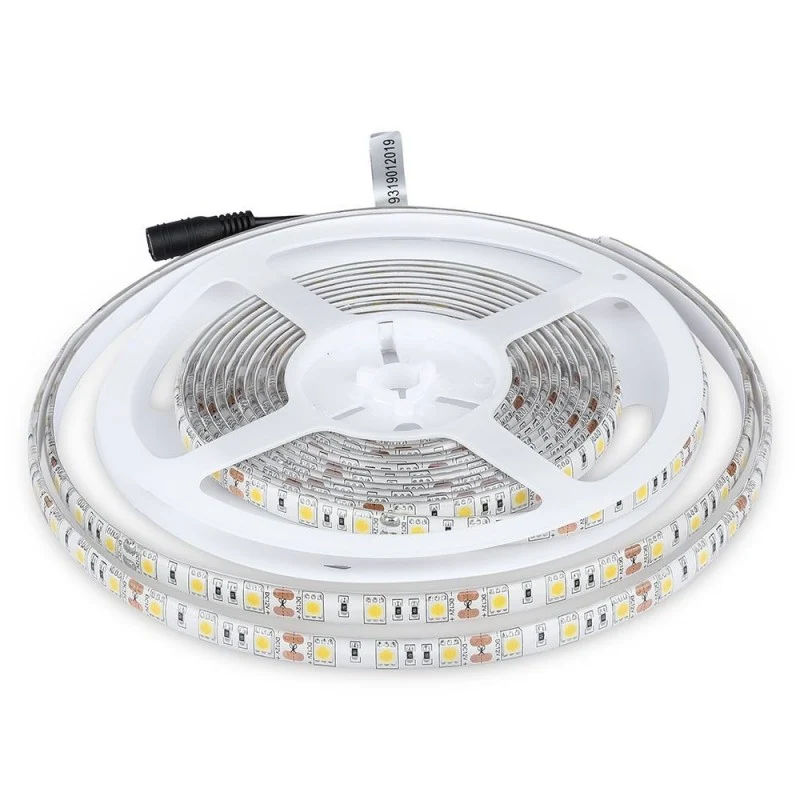 l V-TAC STRISCIA LED 5050 IMPERMEABILE MONOCOLORE 60LED/METRO - BOBINA DA 5 METRI - SKU 2149 bianco caldo
