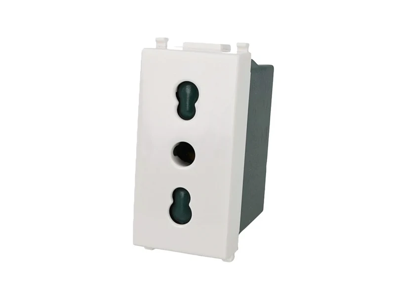 Presa Bipasso Bivalente 10/16A Bianca (1 Modulo ) Compatibile Vimar Plana