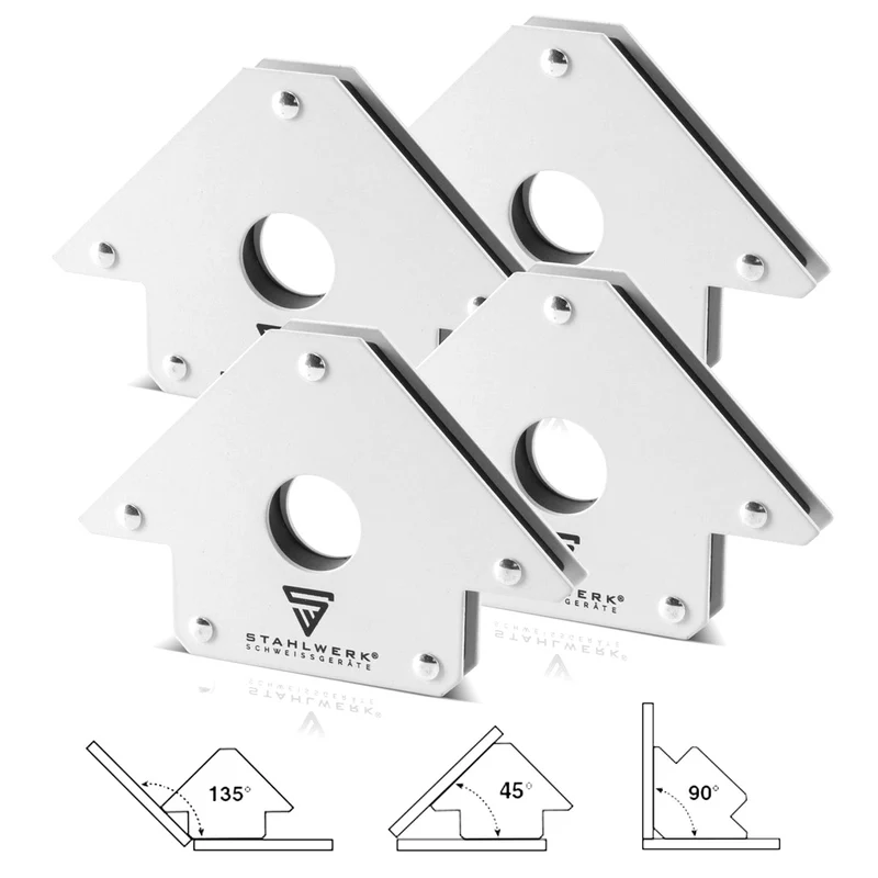 STAHLWERK 4er Set Magnet-Schweißwinkel 22,6 kg | 50 lbs robuster Schweißmagnet | Magnetwinkel | Schweißpositionierer mit starker Haftkraft