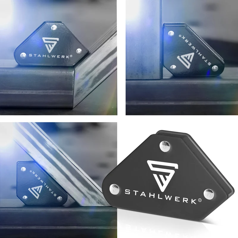STAHLWERK 4er Set Magnet-Schweißwinkel 4 kg | 9 lbs praktischer Schweißmagnet | Magnetwinkel | Schweißpositionierer mit starker Haftkraft