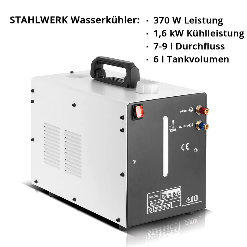 STAHLWERK Wasserkühler mit 370 W Leistung und 6 l Tank für MIG MAG | WIG Schweißgeräte und Plasmaschneider, Wasserkühlung zur Kühlung von Schlauchpaketen, Schweißbrennern und Plasmabrennern