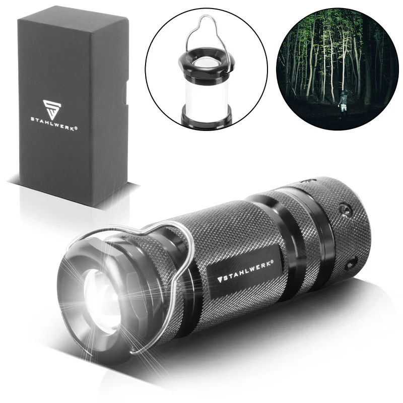 STAHLWERK LED Taschenlampe mit 6 Modi, ausziehbare 360° Teleskop-Stableuchte / LED Leuchte / LED Licht / LED Lampe / LED Laterne mit hochwertigem Aluminium-Gehäuse