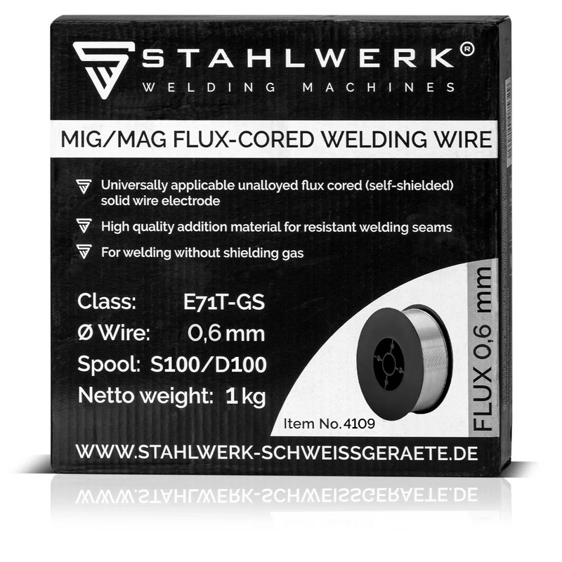 STAHLWERK MIG MAG Premium Fülldraht Drahtrolle E71T-GS 0,6 mm S100/D100 Rolle 1 kg