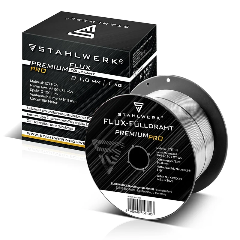 STAHLWERK MIG MAG Premium Fülldraht Drahtrolle E71T-GS 1,0 mm S100/D100 Rolle 1 kg