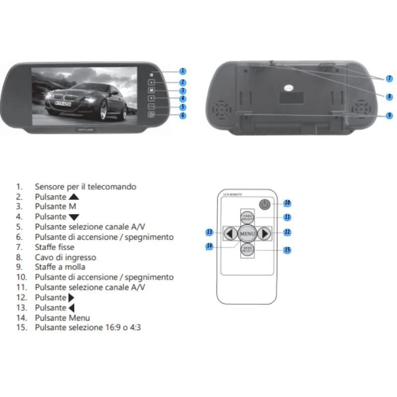 ALCAPOWER - MONITOR DA RETROVISORE