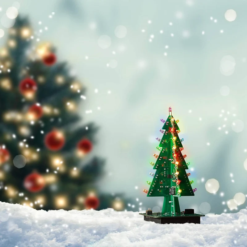 DIY LED Christmas tree kit for soldering with colorful flashing lights