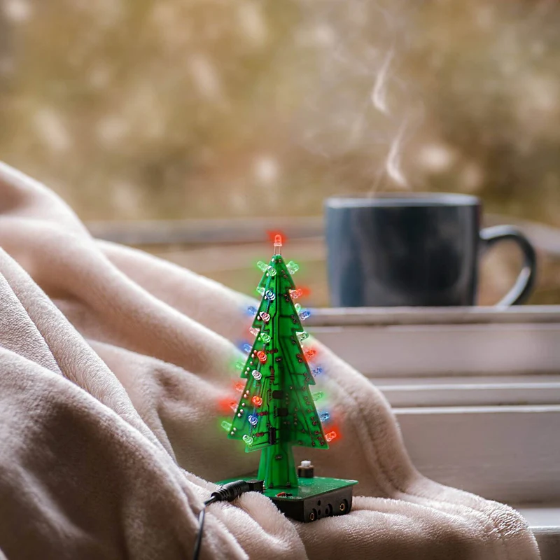 DIY LED Christmas tree kit for soldering with colorful flashing lights