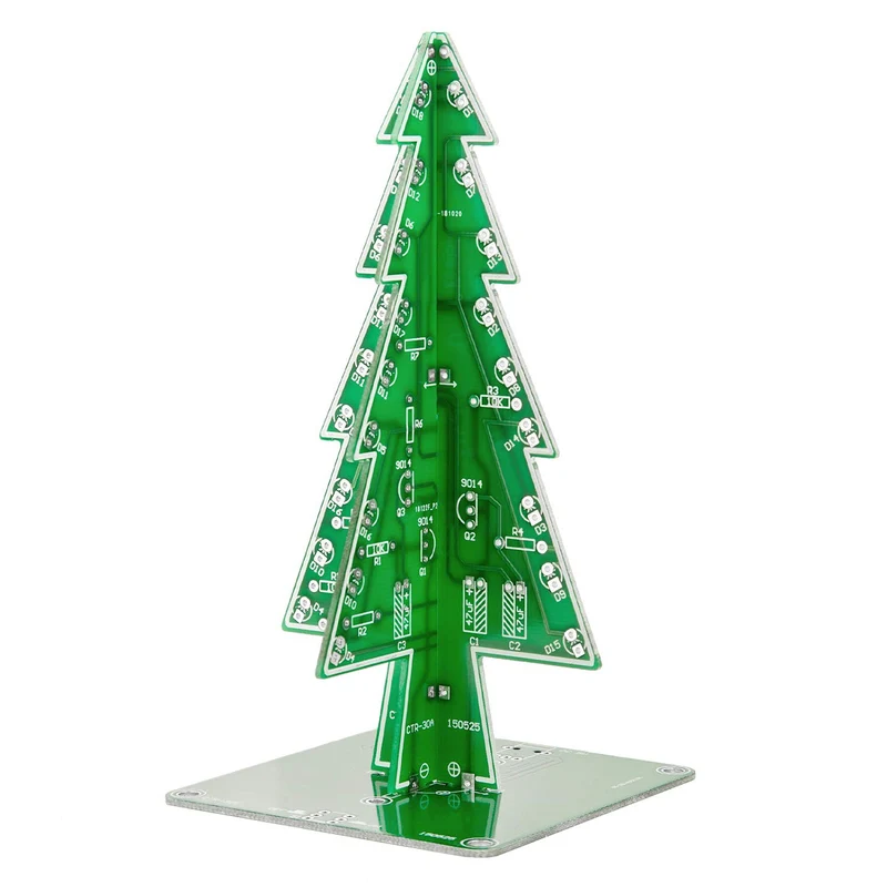 DIY LED Christmas tree kit for soldering with colorful flashing lights