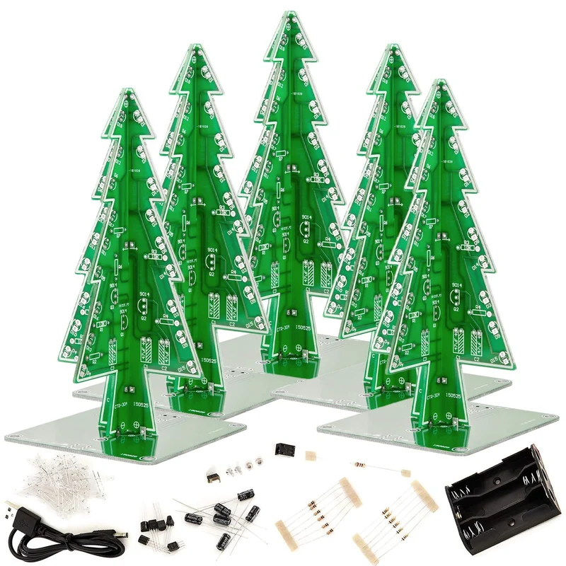 DIY LED Christmas tree kit for soldering with colorful flashing lights