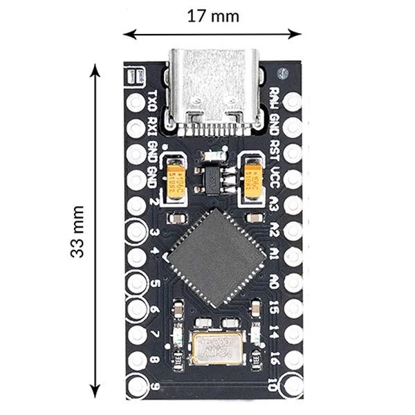 AZ-ProMicro-Board ATMEGA32U4 5V/16MHZ Development Board Microcontroller Module with Bootloader IDE Development Board with 2 Row Pin Header USB C