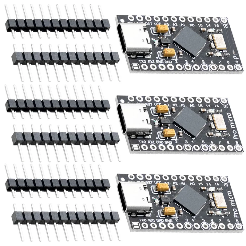 AZ-ProMicro-Board ATMEGA32U4 5V/16MHZ Development Board Microcontroller Module with Bootloader IDE Development Board with 2 Row Pin Header USB C
