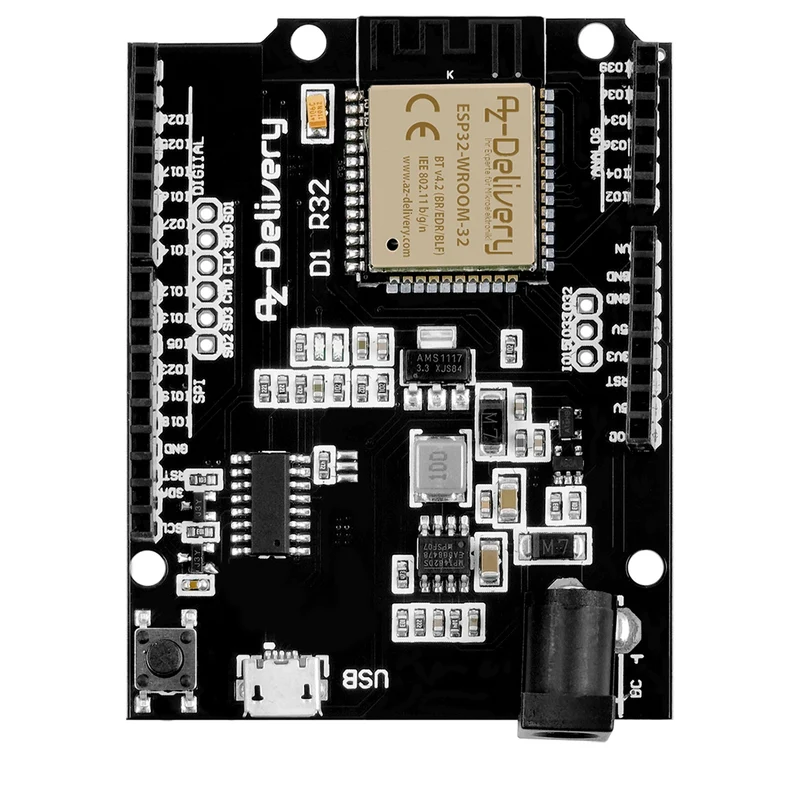 AZDelivery ESP32 NodeMCU D1 R32 WLAN development board with CH340G and WiFi + Bluetooth IoT with micro USB compatible with Arduino including e-book.