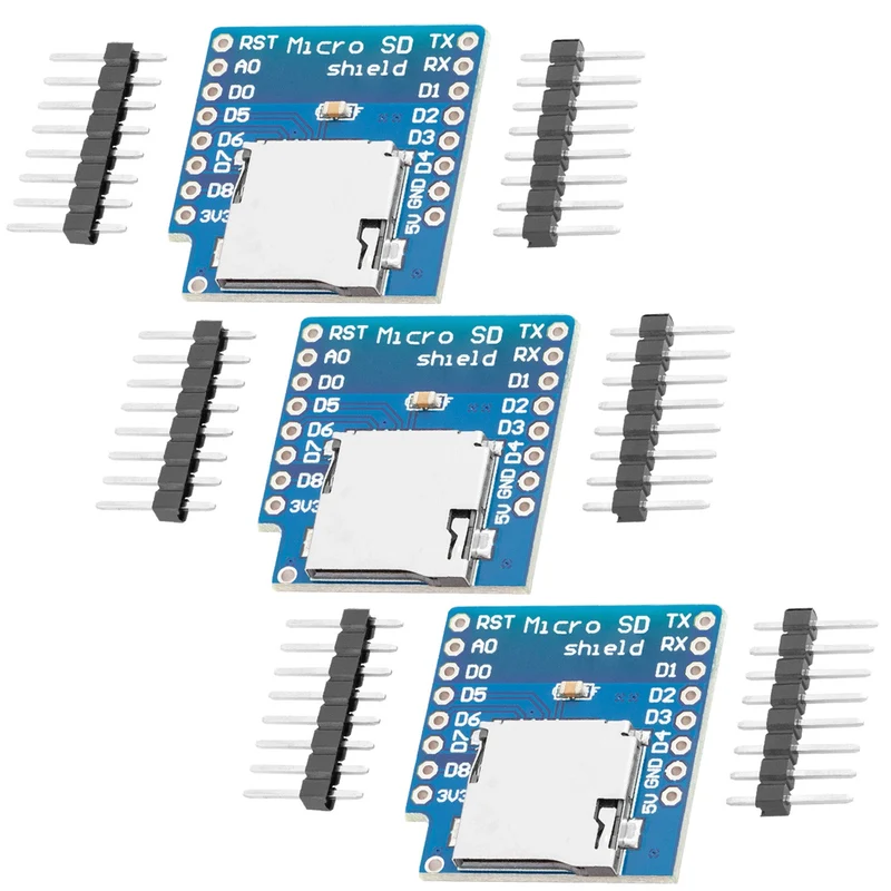 Micro SD Card D1 Mini Shield Adapter - 8 Pin 3.3V SD Card Reader Module with SPI Interface, Compatible with Arduino