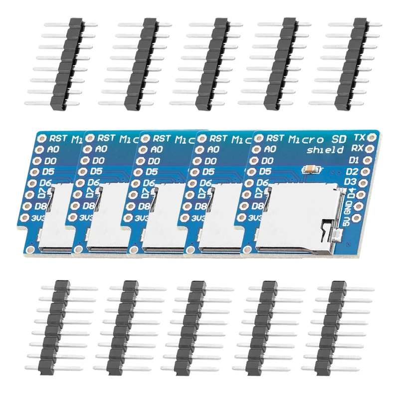 Micro SD Card D1 Mini Shield Adapter - 8 Pin 3.3V SD Card Reader Module with SPI Interface, Compatible with Arduino