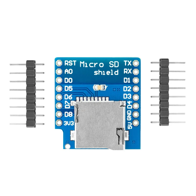 Micro SD Card D1 Mini Shield Adapter - 8 Pin 3.3V SD Card Reader Module with SPI Interface, Compatible with Arduino