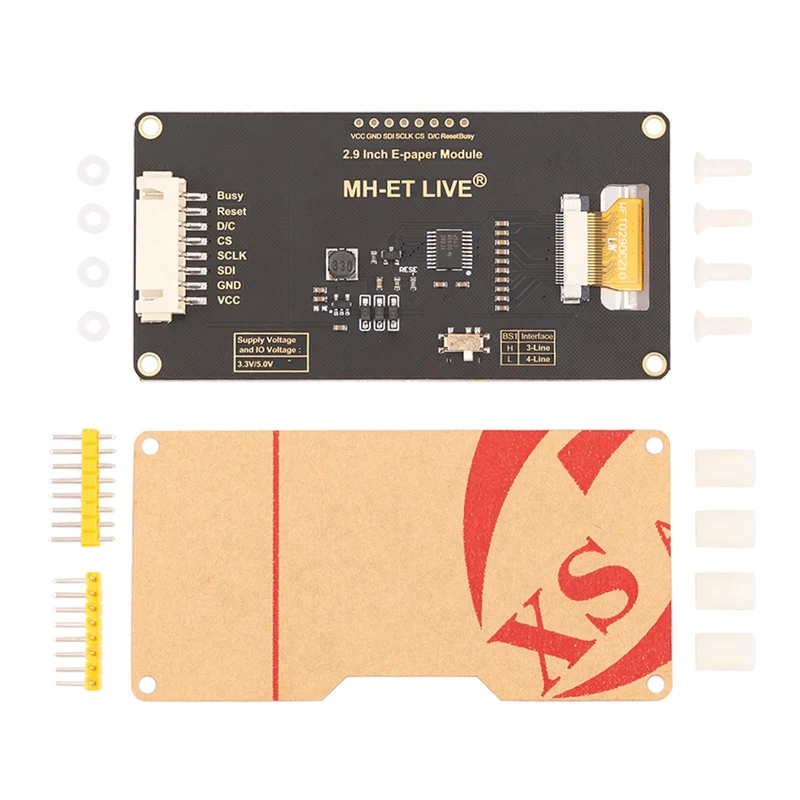 "2.9 inch EPAPER Display Module, 296x128 E-link display module, low power consumption, SPI Support, compatible with Control boards and 3.3V/5V MCU interface