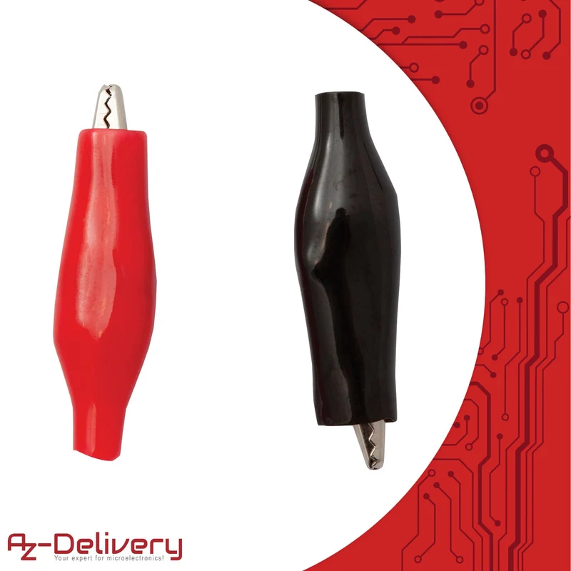 Crocodile terminals 28mm electrical clamp with protective insulation in red and black