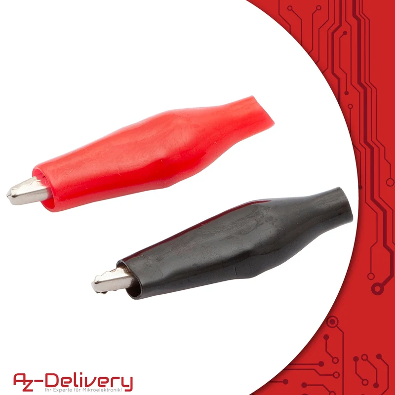 Crocodile terminals 28mm electrical clamp with protective insulation in red and black