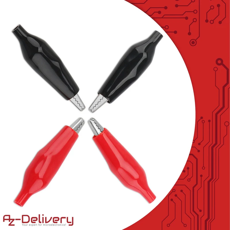 Crocodile terminals 28mm electrical clamp with protective insulation in red and black