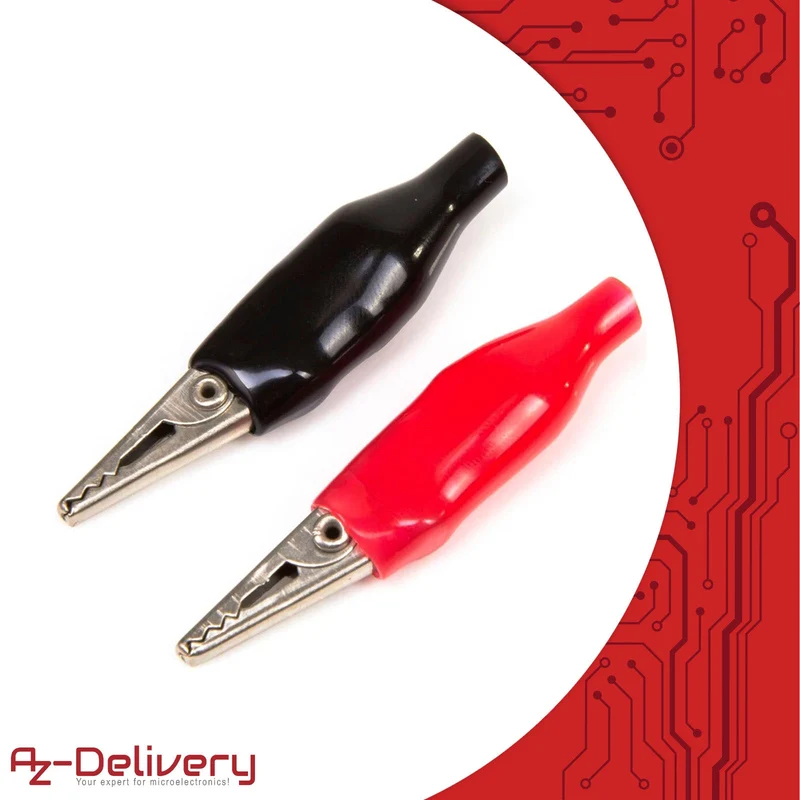 Crocodile terminals 28mm electrical clamp with protective insulation in red and black