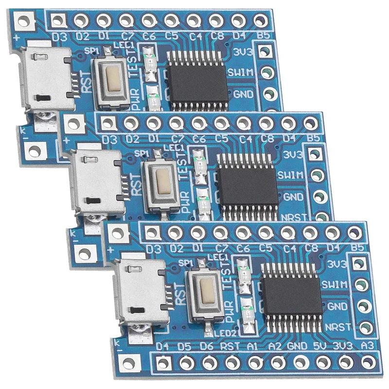 STM8S103F3P6 8-Bit Minimum System Microcontroller Development Board Module for STM8S Programming with UART, I2C, SPI, and a 5-Channel 10-Bit ADC
