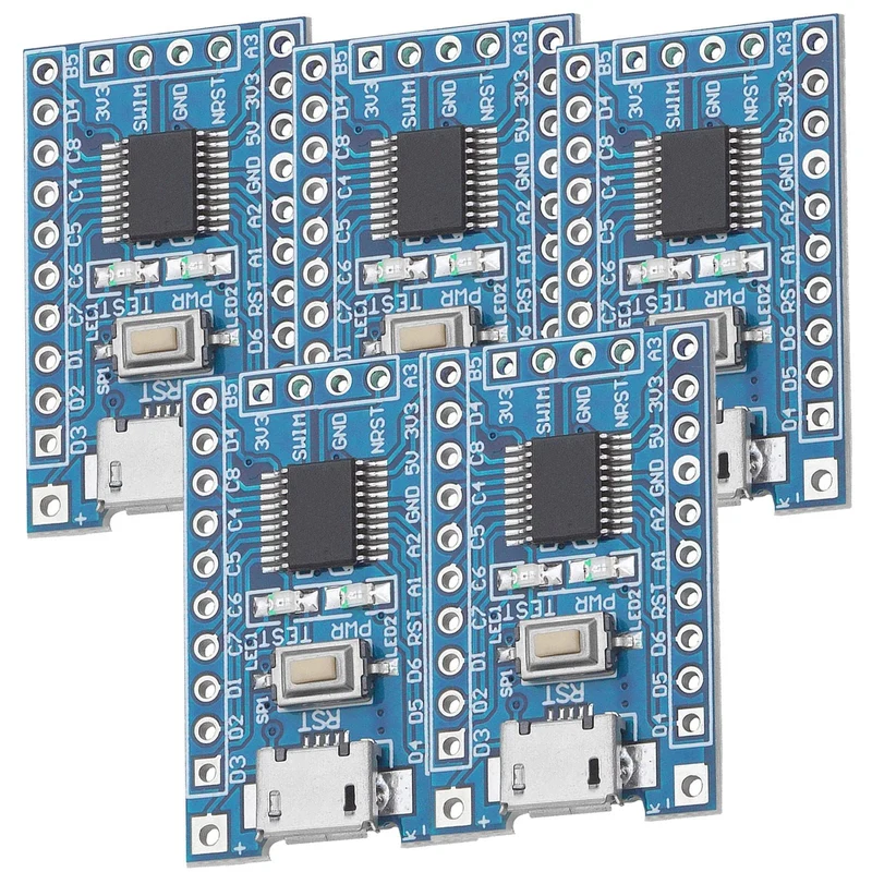 STM8S103F3P6 8-Bit Minimum System Microcontroller Development Board Module for STM8S Programming with UART, I2C, SPI, and a 5-Channel 10-Bit ADC
