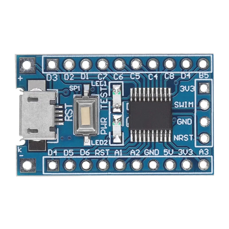 STM8S103F3P6 8-Bit Minimum System Microcontroller Development Board Module for STM8S Programming with UART, I2C, SPI, and a 5-Channel 10-Bit ADC