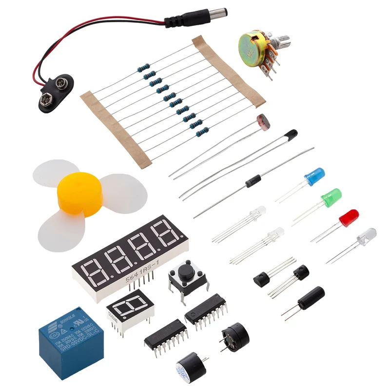 Electronics Super Starter Kit microcontroller board, power supply module, servo, step and direct current motors sensor kit compatible with arduino