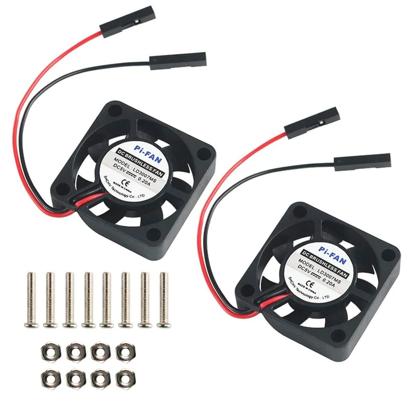 2PCs Raspberry Pi DC brushless fan heatsink cooler separation interface 3.3 V 5 V for Raspberry Pi 2b / 3b / 4b and Pi Zero / Zero W or another robot project