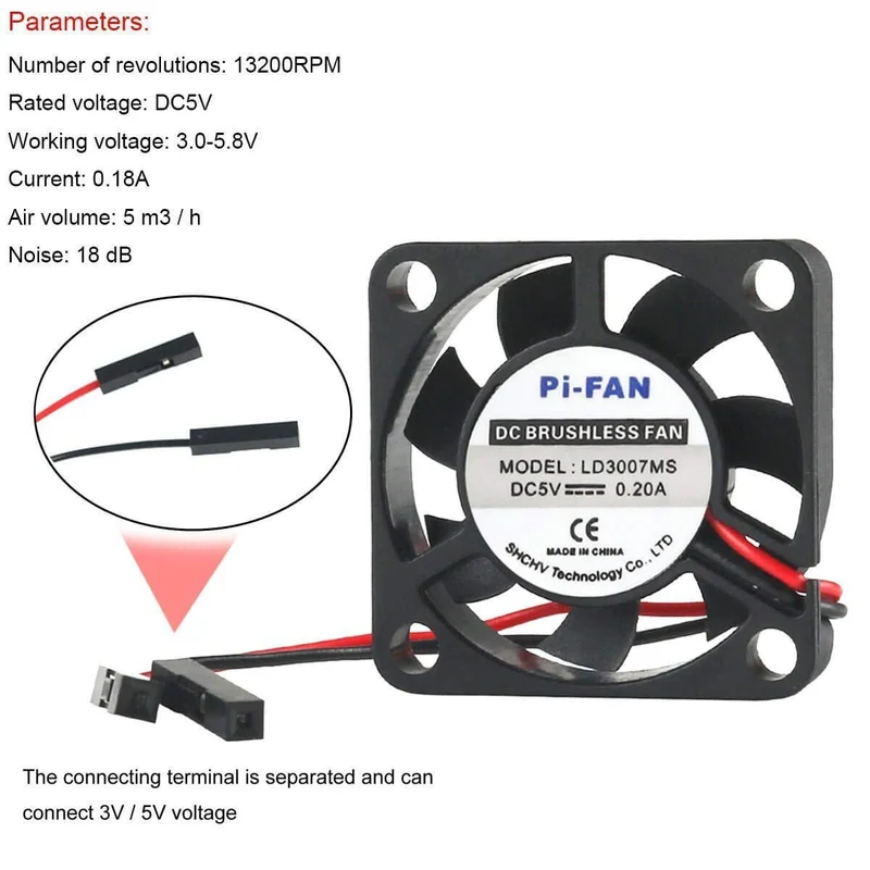 2PCs Raspberry Pi DC brushless fan heatsink cooler separation interface 3.3 V 5 V for Raspberry Pi 2b / 3b / 4b and Pi Zero / Zero W or another robot project