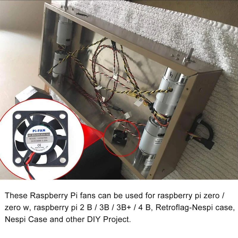 2PCs Raspberry Pi DC brushless fan heatsink cooler separation interface 3.3 V 5 V for Raspberry Pi 2b / 3b / 4b and Pi Zero / Zero W or another robot project