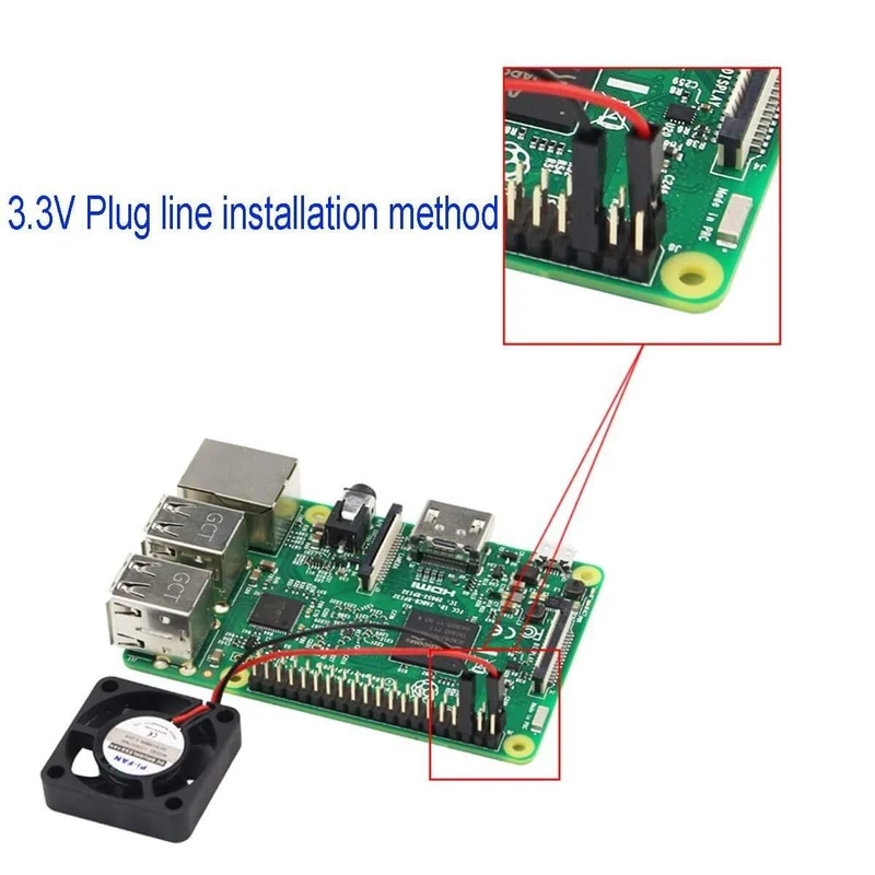 2PCs Raspberry Pi DC brushless fan heatsink cooler separation interface 3.3 V 5 V for Raspberry Pi 2b / 3b / 4b and Pi Zero / Zero W or another robot project