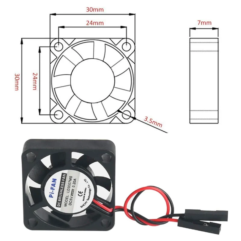 2PCs Raspberry Pi DC brushless fan heatsink cooler separation interface 3.3 V 5 V for Raspberry Pi 2b / 3b / 4b and Pi Zero / Zero W or another robot project