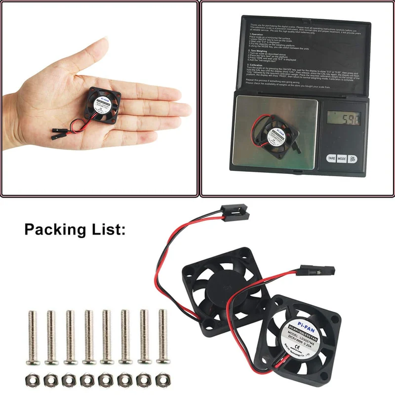 2PCs Raspberry Pi DC brushless fan heatsink cooler separation interface 3.3 V 5 V for Raspberry Pi 2b / 3b / 4b and Pi Zero / Zero W or another robot project