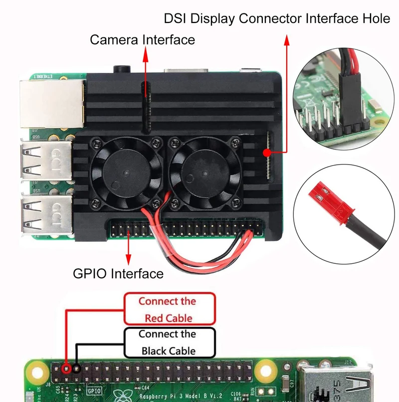 Raspberry Pi 2B / 3B / 3B + armor case, metal case with double fan aluminum alloy, integrated heat sink, radiation and rust protection for RPI 2B / 3B / 3B +.