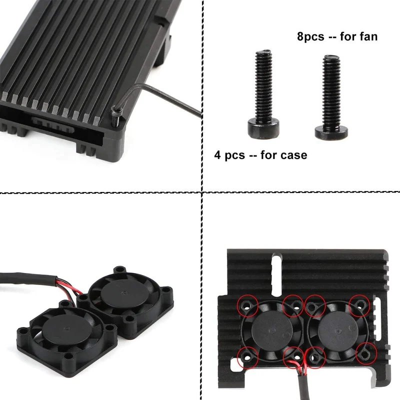 Raspberry Pi 2B / 3B / 3B + armor case, metal case with double fan aluminum alloy, integrated heat sink, radiation and rust protection for RPI 2B / 3B / 3B +.