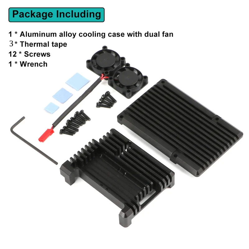 Raspberry Pi 2B / 3B / 3B + armor case, metal case with double fan aluminum alloy, integrated heat sink, radiation and rust protection for RPI 2B / 3B / 3B +.