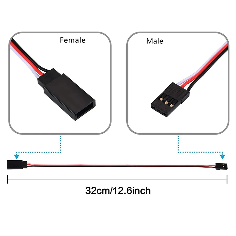 10 Pcs Servo Extension Cable Connector 320mm 12.59 inch 3 Pin Cable Male to Female JR Connector for RC Aircraft