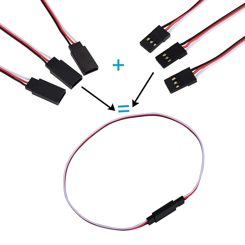 10 Pcs Servo Extension Cable Connector 320mm 12.59 inch 3 Pin Cable Male to Female JR Connector for RC Aircraft