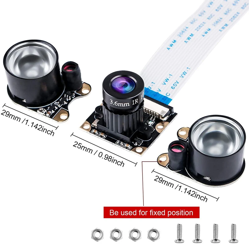Raspberry Pi Camera Night Vision Infrared Camera Module 5MP OV5647 Webcam Adjustable Camera Video 1080p for Raspberry Pi Model 2B 2B + 3B 3B + 4B