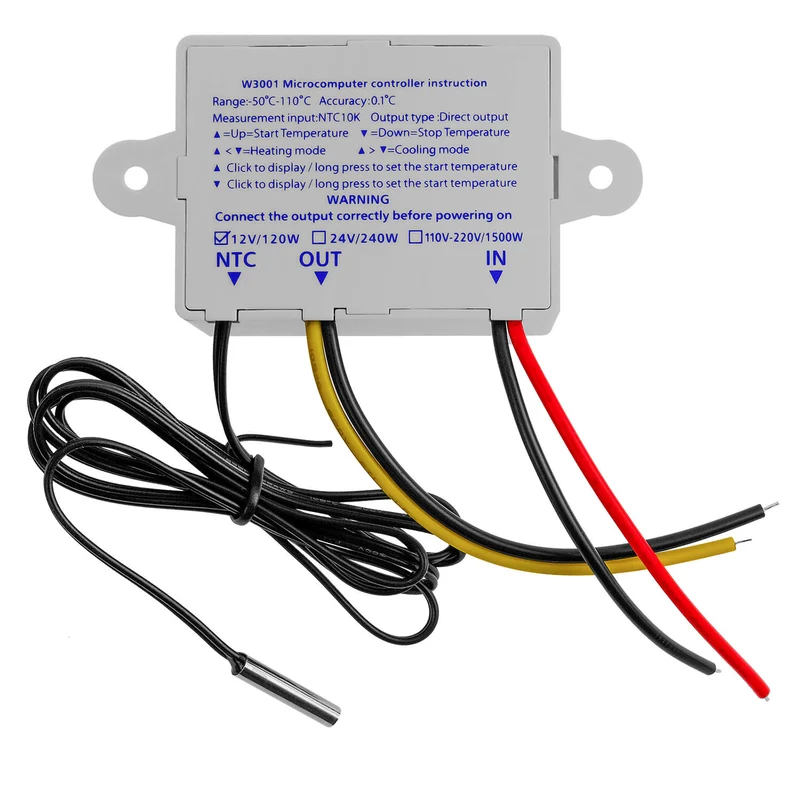 XH -W3001 thermostat 12V with temperature display, -50 ° C to 110 ° C