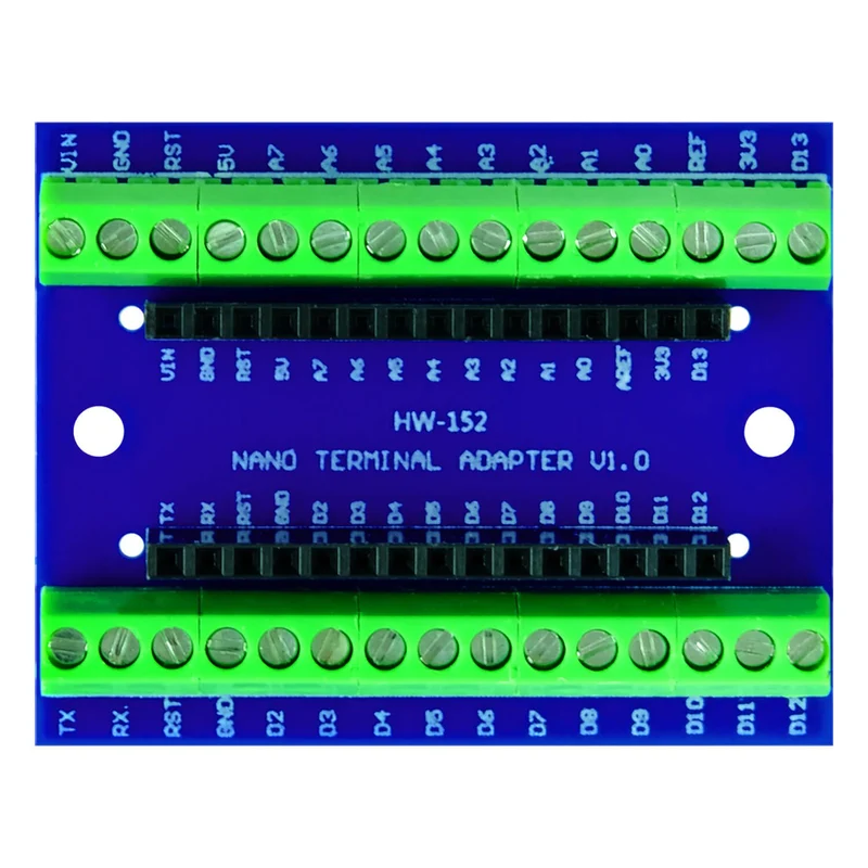 Terminal adapter board with screw terminals compatible with Nano V3 and Arduino