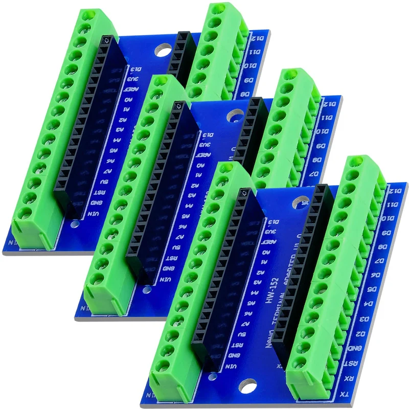 Terminal adapter board with screw terminals compatible with Nano V3 and Arduino