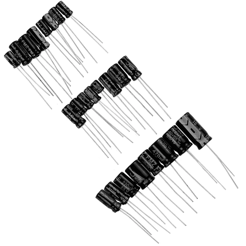 Elko range electrolytic capacitor aluminum 24 variants, 500 pieces 0.1uf - 1000UF with storage box compatible with Arduino