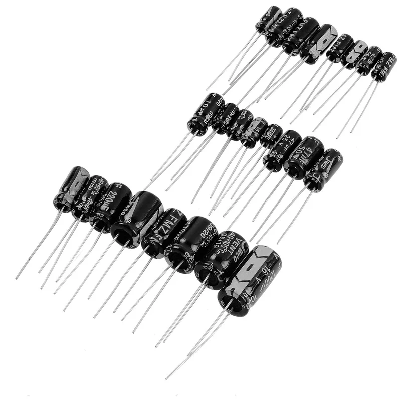 Elko range electrolytic capacitor aluminum 24 variants, 500 pieces 0.1uf - 1000UF with storage box compatible with Arduino