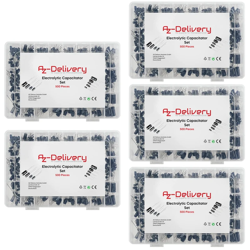 Elko range electrolytic capacitor aluminum 24 variants, 500 pieces 0.1uf - 1000UF with storage box compatible with Arduino