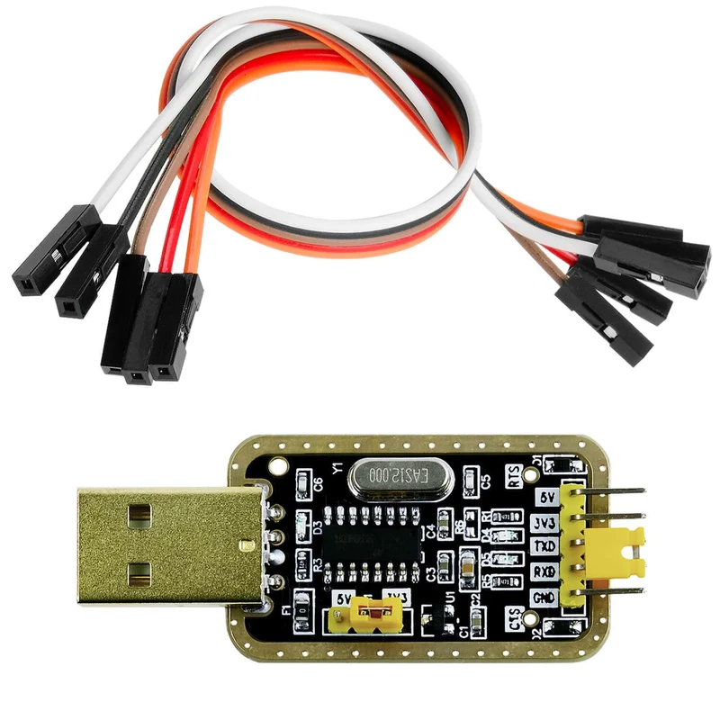 UART-TTL USB adapter for 3.3V and 5V with CH340G converter and jumper cable compatible with Arduino