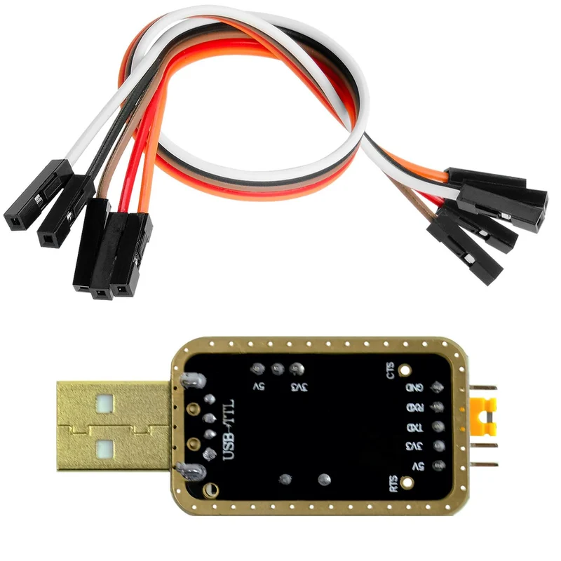UART-TTL USB adapter for 3.3V and 5V with CH340G converter and jumper cable compatible with Arduino