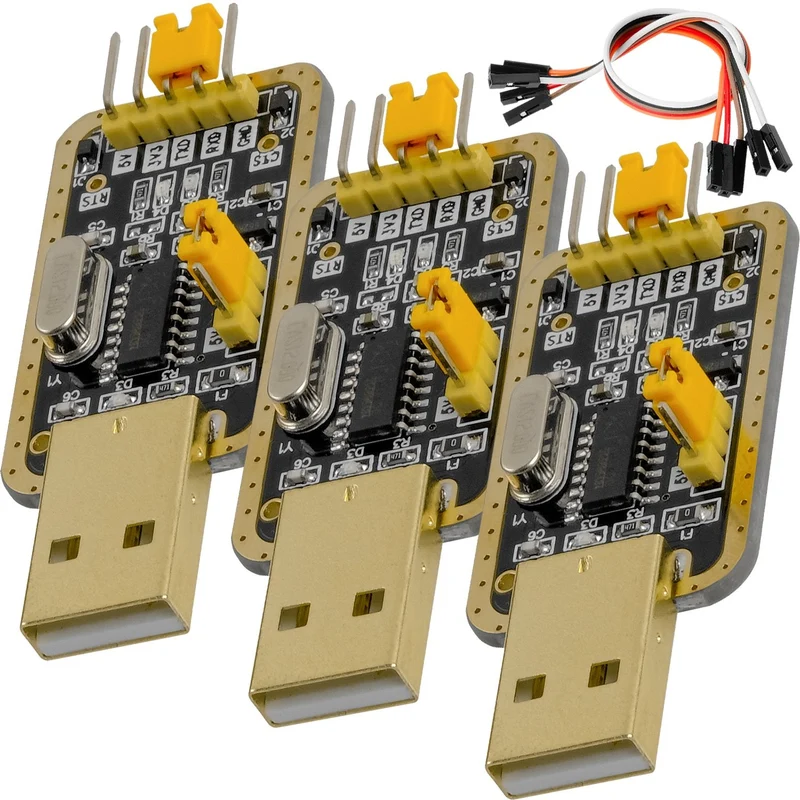 UART-TTL USB adapter for 3.3V and 5V with CH340G converter and jumper cable compatible with Arduino